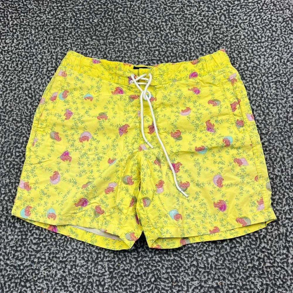 Rodd & Gunn Swim Shorts Men Medium Yellow Hermit Crab Print Trunks M